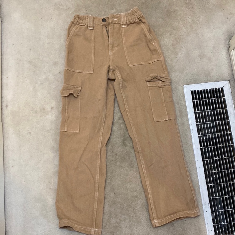 Beige colored cargo womens pants from Pacsun